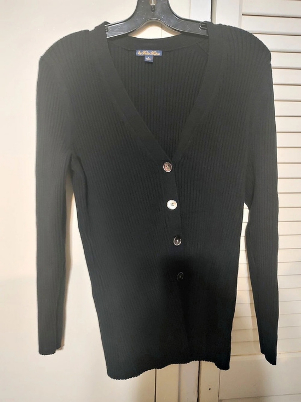 Brooks Brothers Ribbed Button-Front Cardigan Black Large